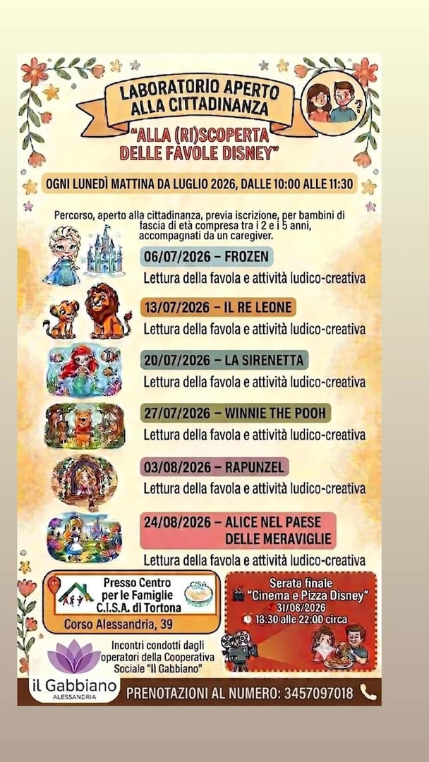 Locandina Serata Finale Cinema e Pizza Disney - Il Gabbiano