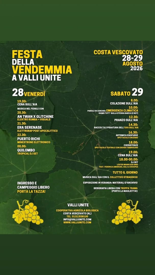 Locandina Festa della Vendemmia a Valli Unite
