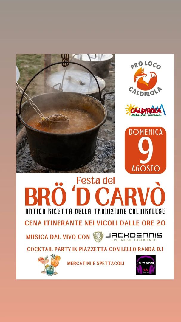 Locandina Festa del Brö 'd Carvò - Pro Loco Caldirola