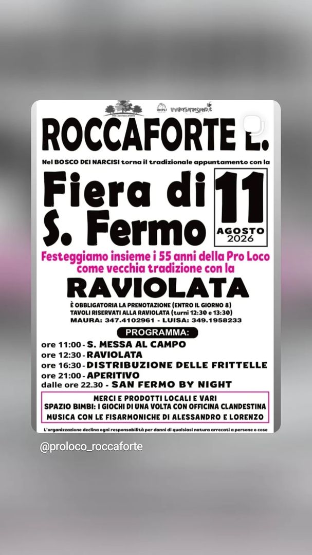 Locandina Fiera di S. Fermo - Pro Loco Roccaforte