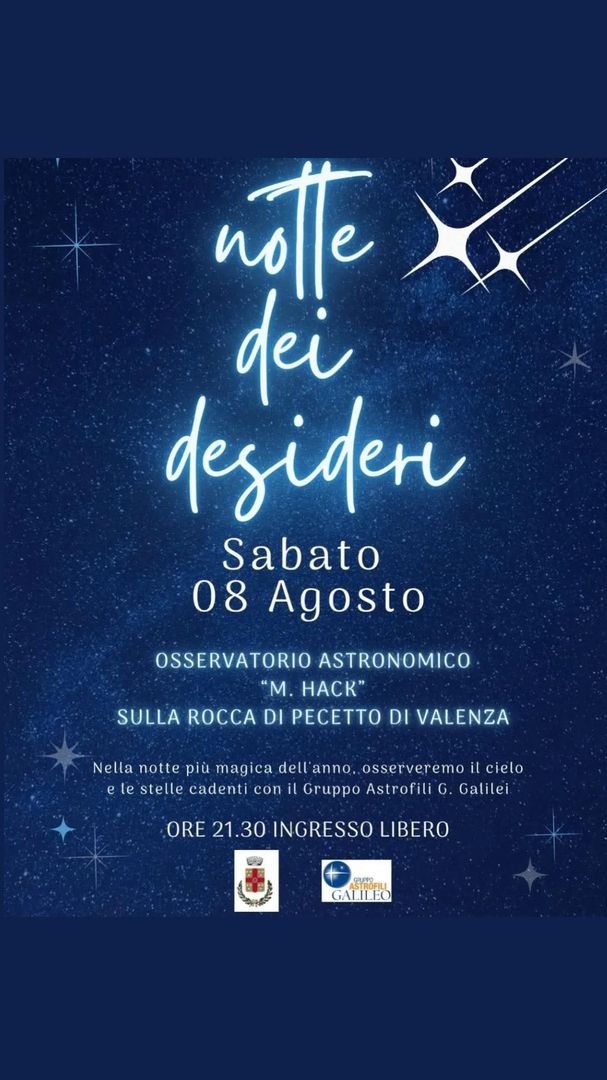 Locandina Notte dei Desideri - Gruppo Astrofili Galileo