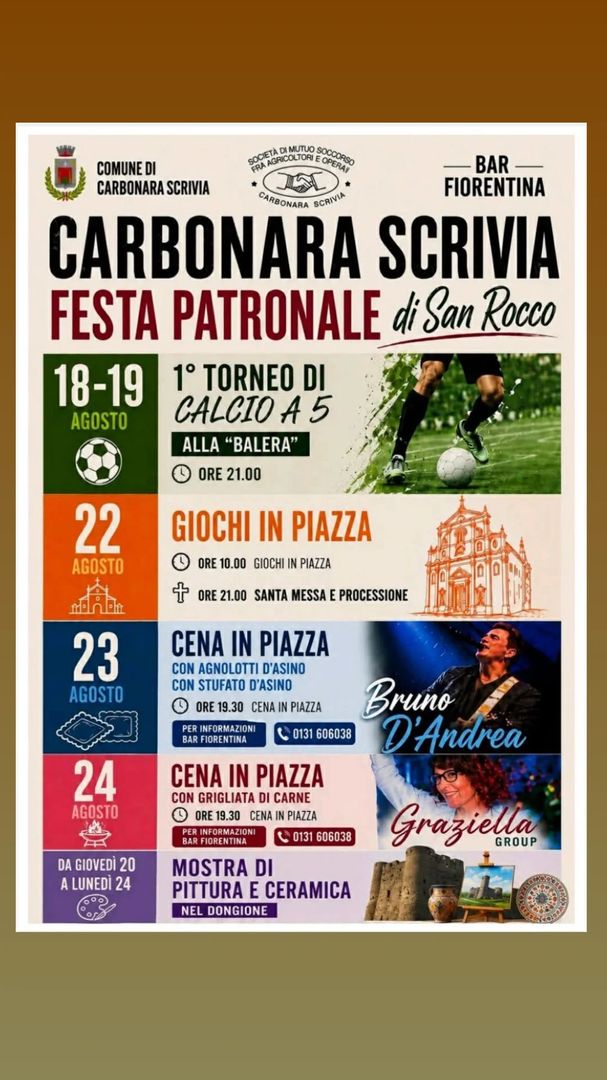 Locandina Festa Patronale di San Rocco - Carbonara Scrivia