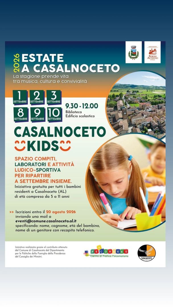 Locandina Casalnoceto Kids - Comune di Casalnoceto