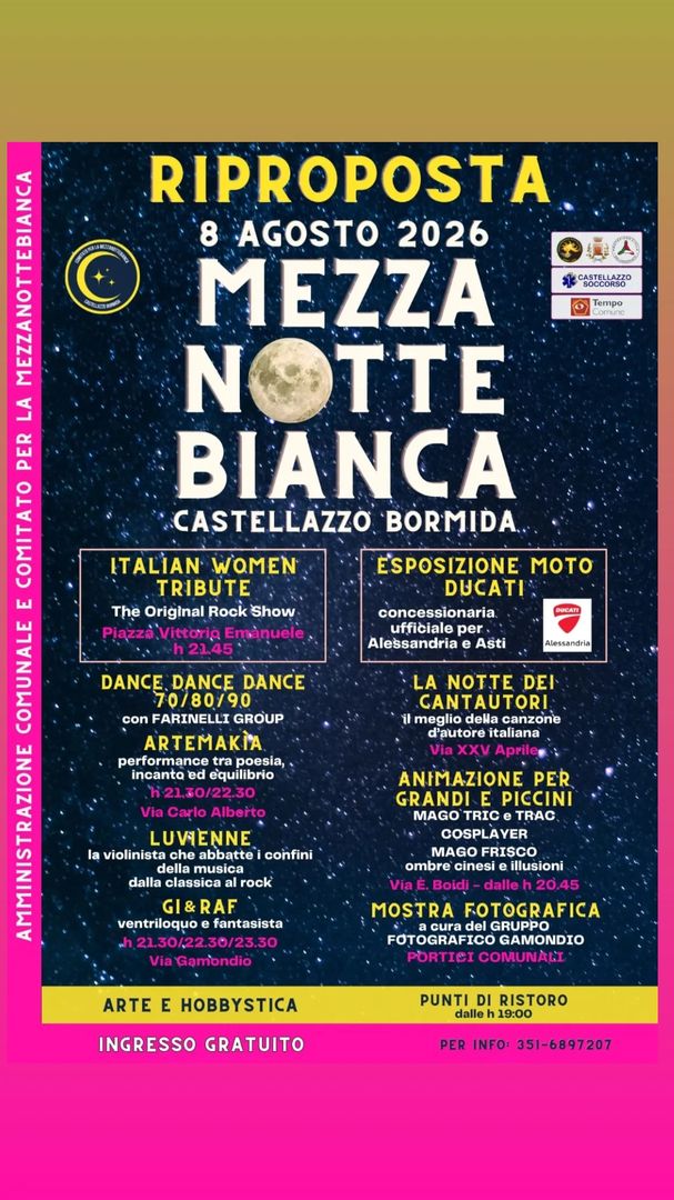 Locandina Mezzanotte Bianca Castellazzo Bormida