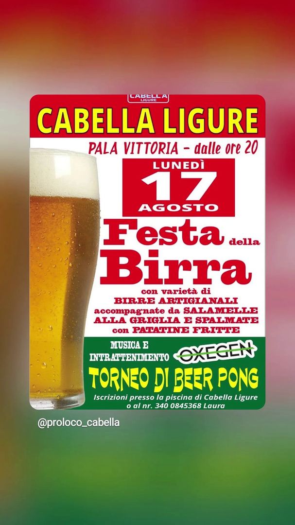 Locandina Festa della Birra - Pro Loco Cabella Ligure