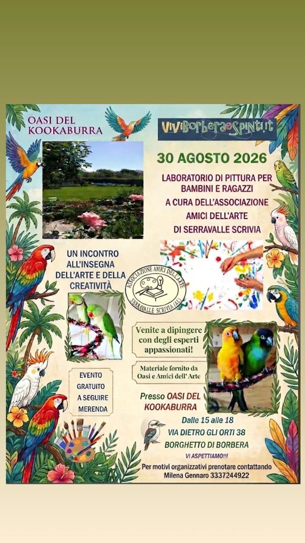 Locandina Laboratorio di Pittura per Bambini e Ragazzi - Associazione Amici dell'Arte di Serravalle Scrivia