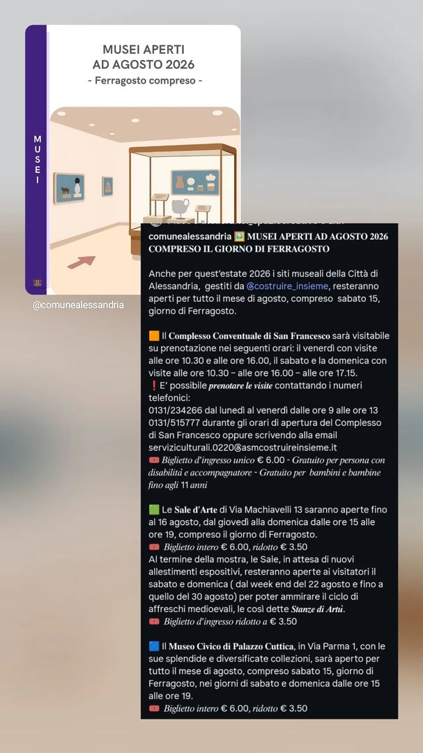 Locandina Musei Aperti ad Agosto 2026 - Complesso Conventuale di San Francesco
