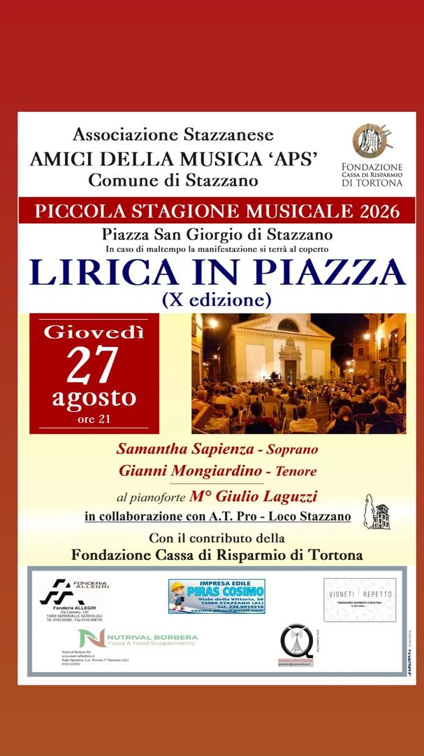 Locandina Lirica in Piazza (X edizione) - Associazione Stazzanese Amici della Musica APS