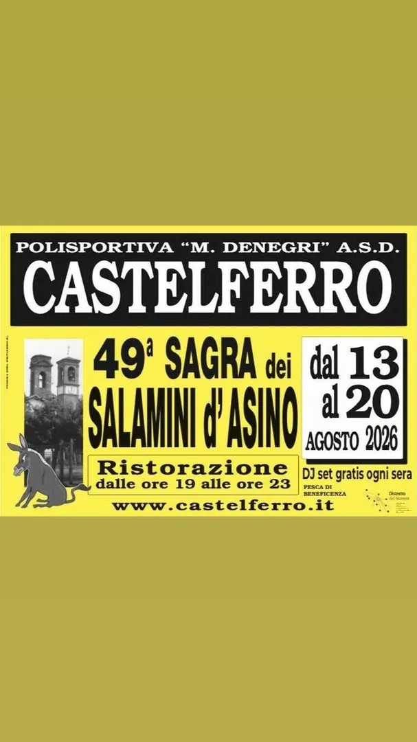 Locandina 49ª Sagra dei Salamini d'Asino - Polisportiva M. Denegri A.S.D.
