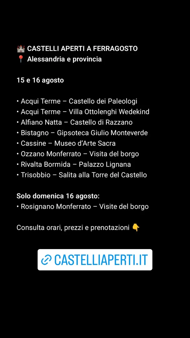 Locandina Castelli Aperti a Ferragosto