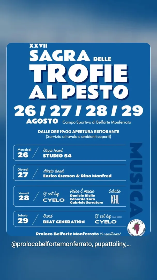 Locandina XXVII Sagra delle Trofie al Pesto