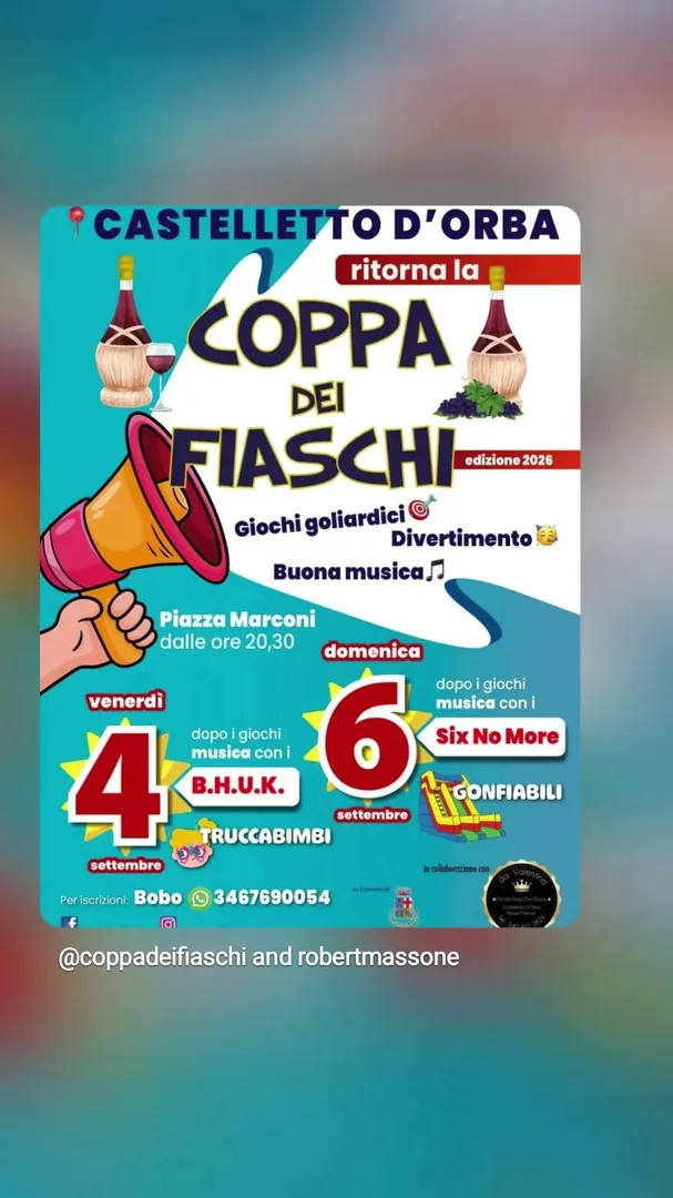Locandina Coppa dei Fiaschi - Domenica 6 settembre