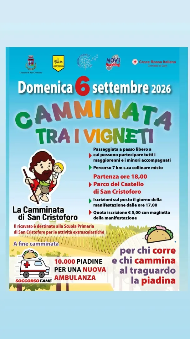 Locandina Camminata tra i Vigneti - La Camminata di San Cristoforo