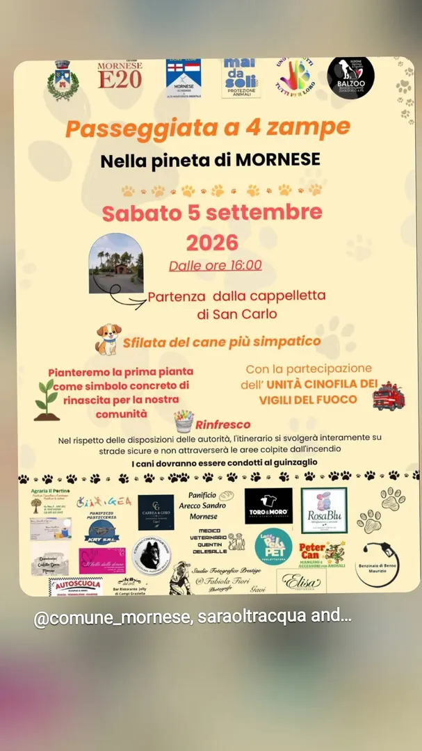 Locandina Passeggiata a 4 zampe nella Pineta di Mornese