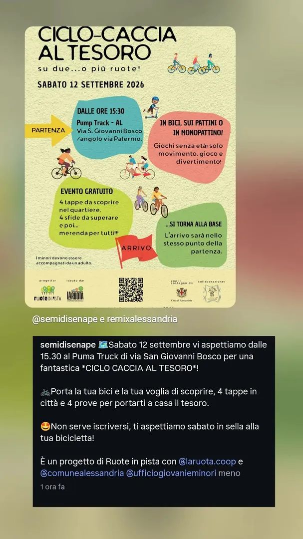 Locandina Ciclo-Caccia al Tesoro - Ruote in Pista / La Ruota