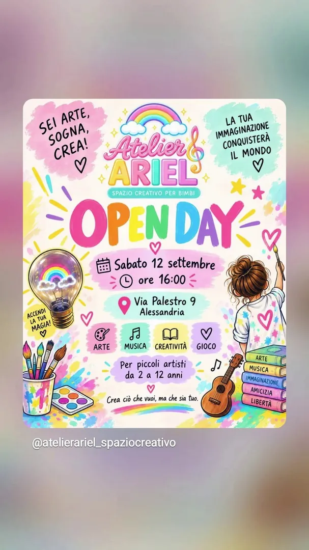 Locandina Open Day - Atelier Ariel Spazio Creativo per Bimbi