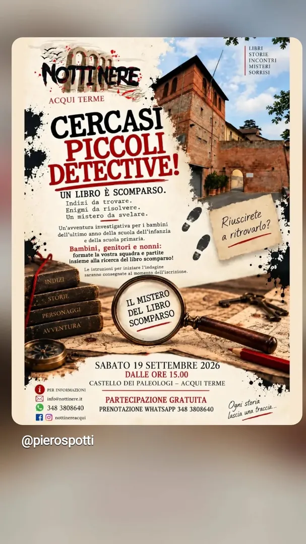 Locandina Cercasi Piccoli Detective! Il Mistero del Libro Scomparso - Notti Nere Acqui Terme