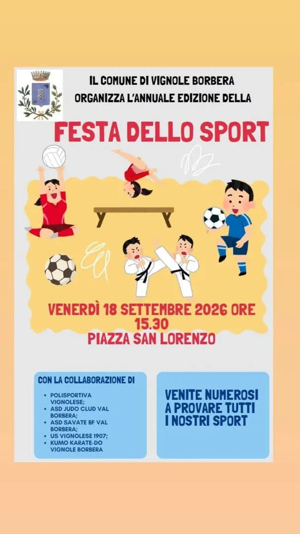 Locandina Festa dello Sport - Comune di Vignole Borbera
