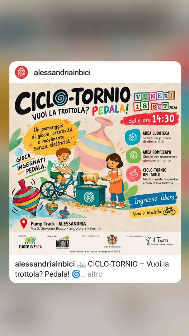 Locandina Ciclo-Tornio – Vuoi la trottola? Pedala!