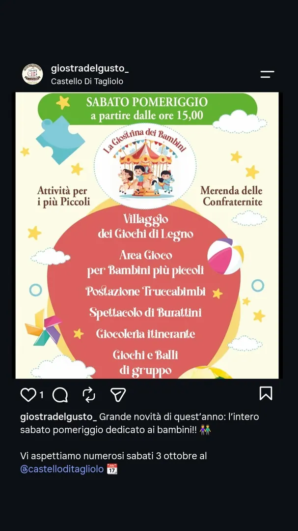 Locandina La Giostrina dei Bambini - Giostra del Gusto