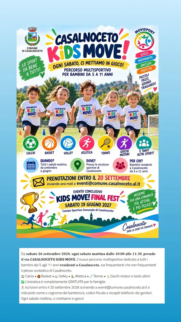 Locandina Casalnoceto Kids Move! - Comune di Casalnoceto