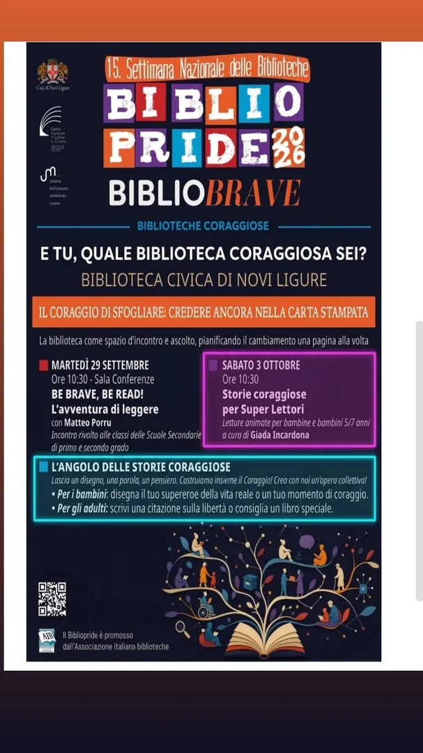 Locandina Storie coraggiose per Super Lettori - Biblioteca Civica di Novi Ligure