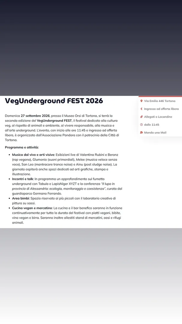 Locandina VegUnderground FEST 2026 - Associazione Pandora
