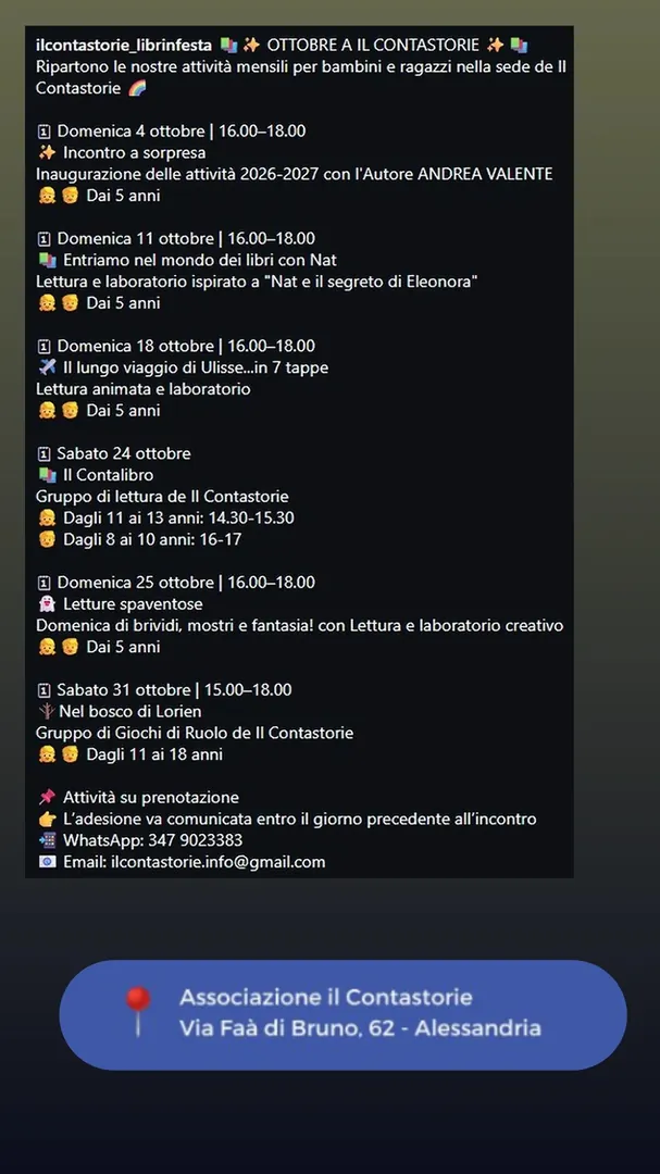 Locandina Letture spaventose - Associazione il Contastorie