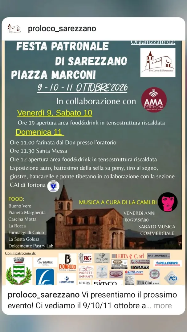 Locandina Festa Patronale di Sarezzano 2026