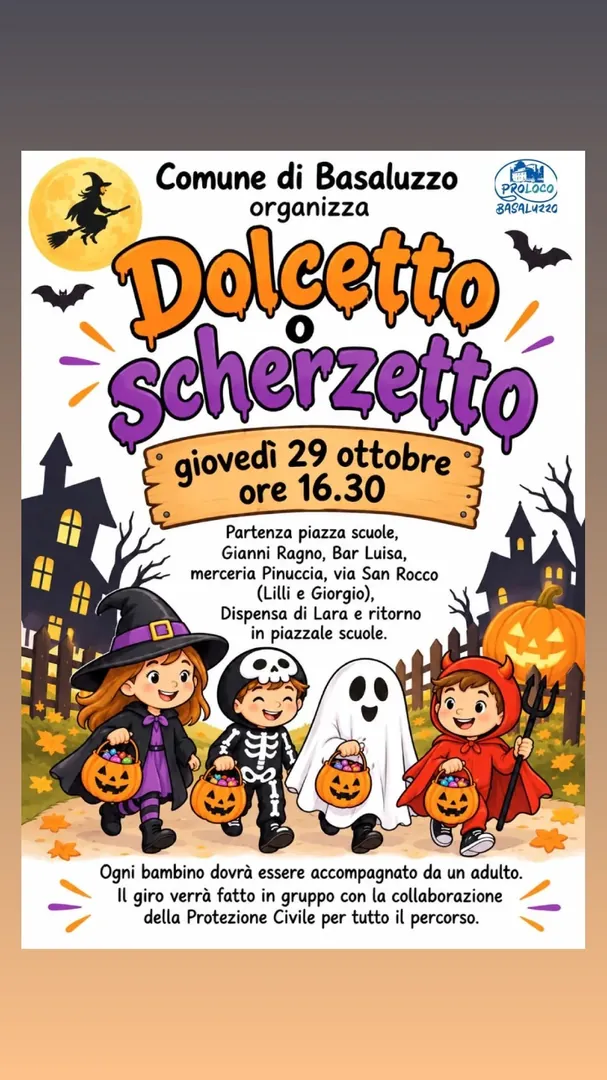 Locandina Dolcetto o Scherzetto - Comune di Basaluzzo