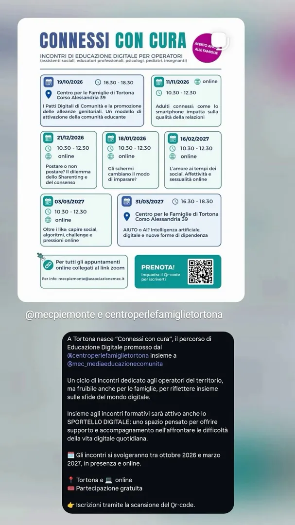 Locandina Oltre i like: capire social, algoritmi, challenge e pressioni online - Connessi con Cura