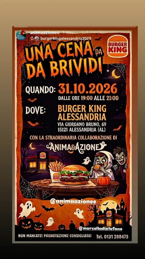 Locandina Una Cena da Brividi - Burger King Alessandria