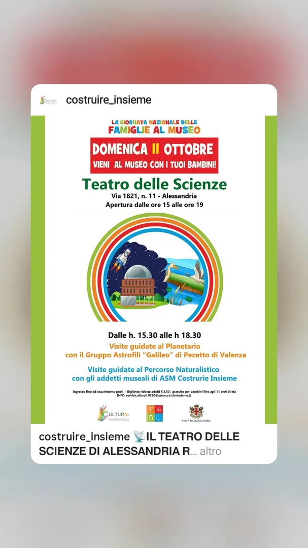 Locandina La Giornata Nazionale delle Famiglie al Museo - Teatro delle Scienze