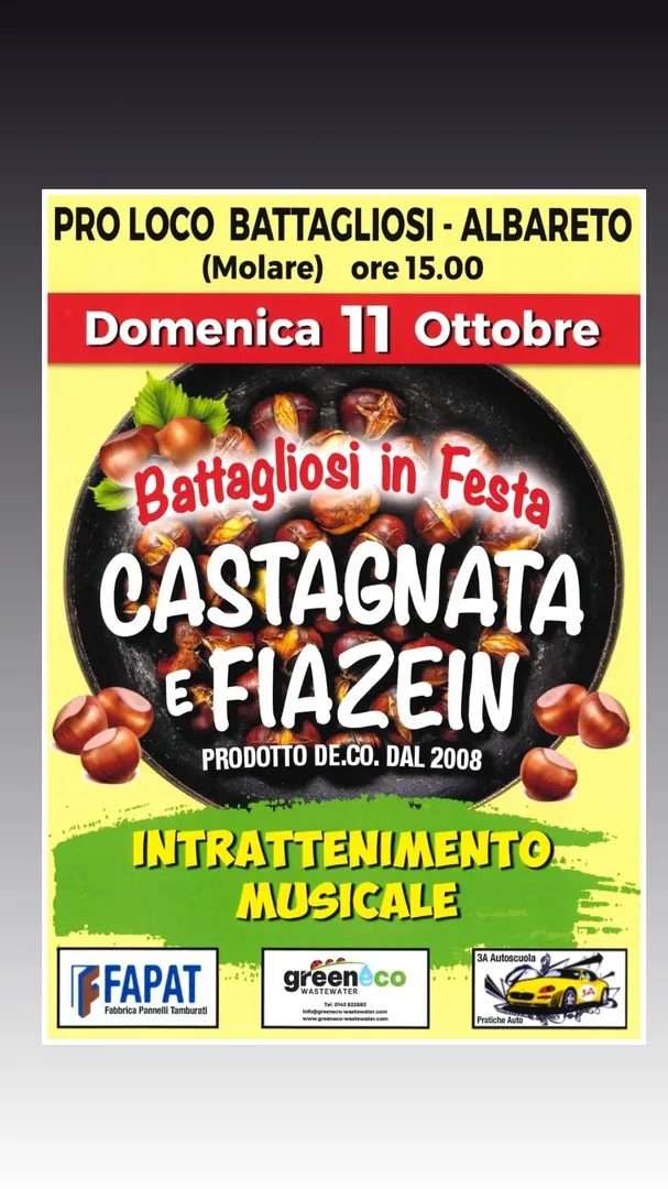 Locandina Battagliosi in Festa - Castagnata e Fiazein - Pro Loco Battagliosi Albareto