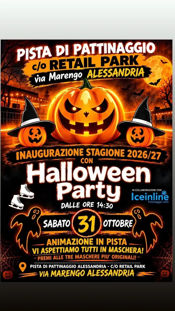 Locandina Halloween Party - Inaugurazione Stagione 2026/27 - Iceinline Pattinaggio ASD