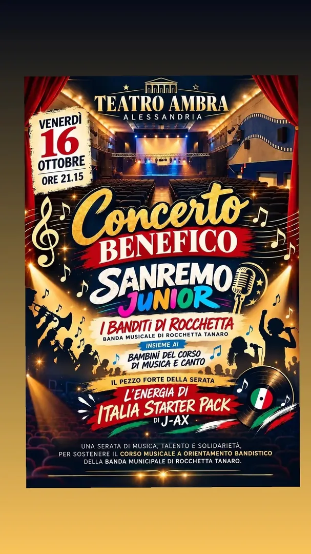 Locandina Concerto Benefico Sanremo Junior - I Banditi di Rocchetta