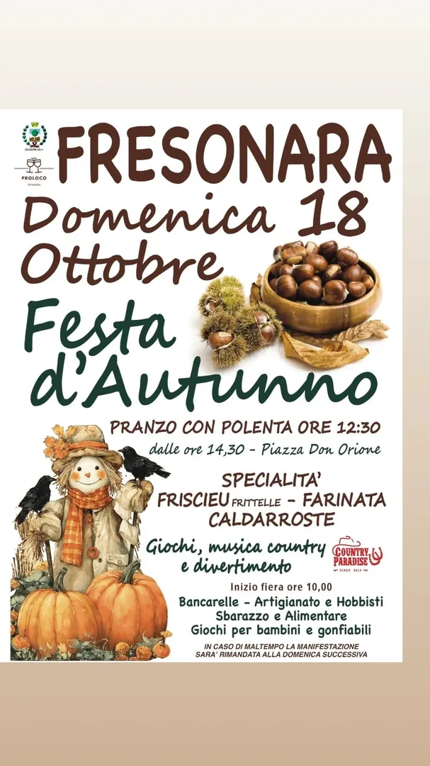 Locandina Festa d'Autunno - Pro Loco Fresonara