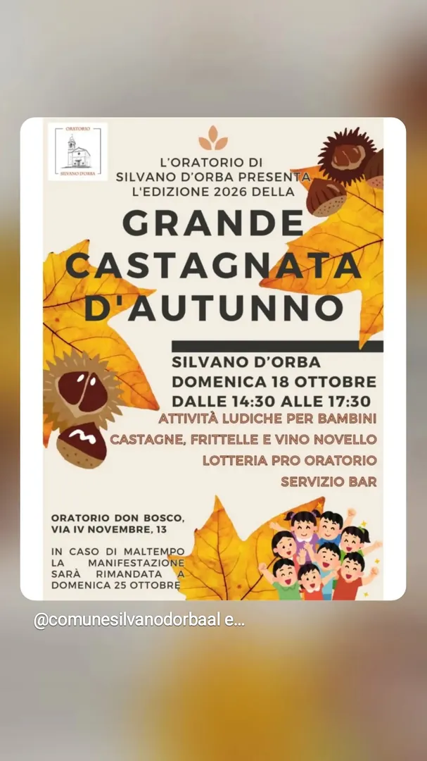 Locandina Grande Castagnata d'Autunno - Oratorio di Silvano d'Orba