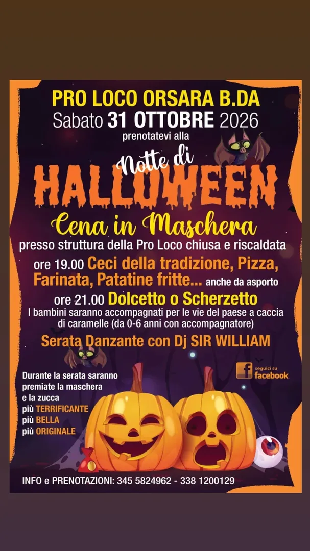Locandina Notte di Halloween - Pro Loco Orsara Bormida