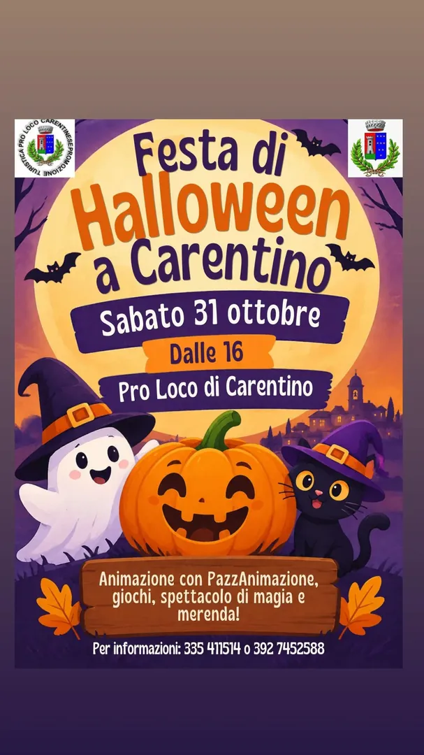 Locandina Festa di Halloween a Carentino - Pro Loco di Carentino