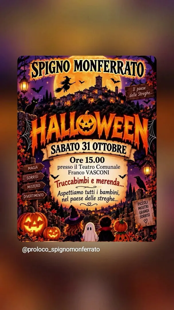 Locandina Halloween - Truccabimbi e merenda - Pro Loco Spigno Monferrato