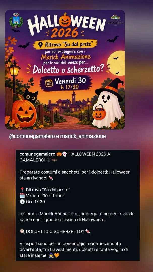 Locandina Halloween 2026 - Dolcetto o Scherzetto? - Comune di Gamalero