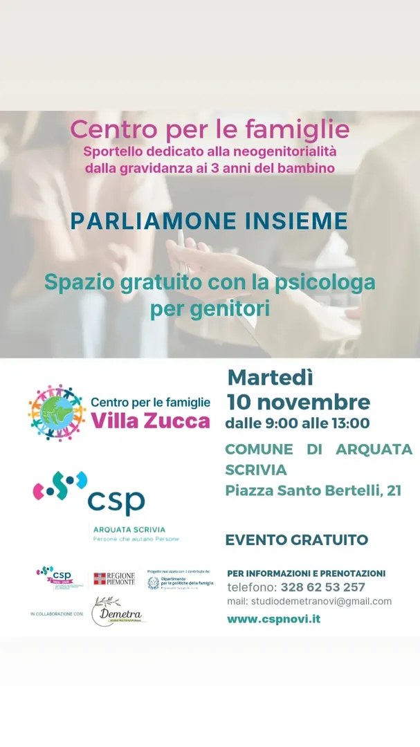 Locandina Parliamone Insieme - Centro per le Famiglie Villa Zucca