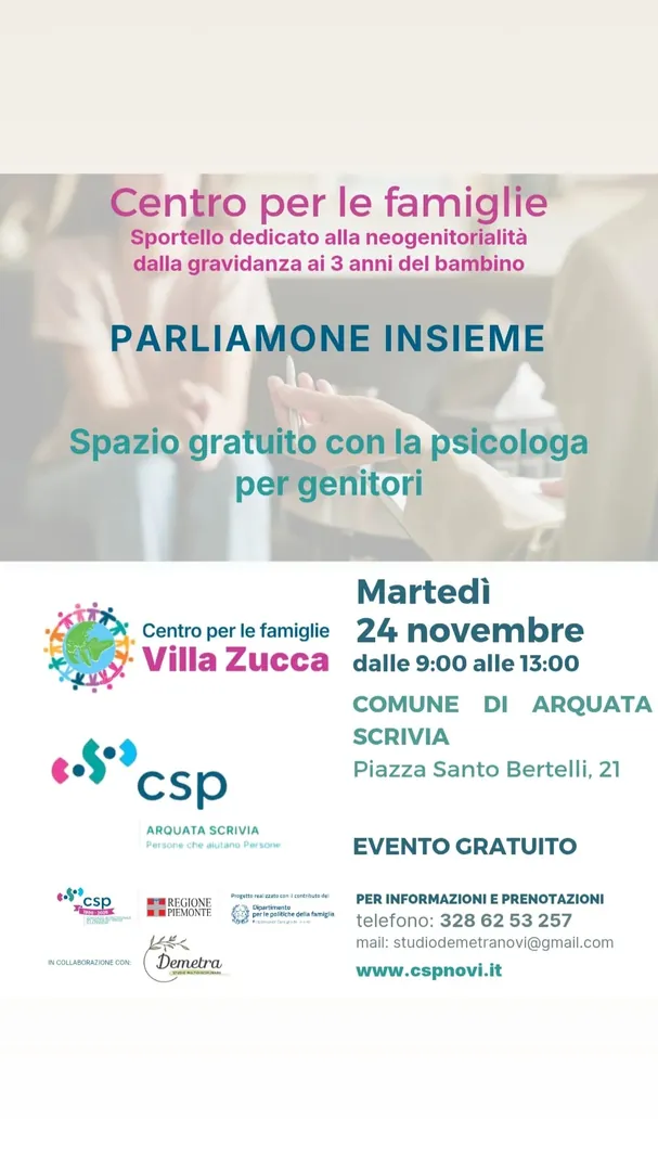 Locandina Parliamone Insieme - Centro per le famiglie Villa Zucca