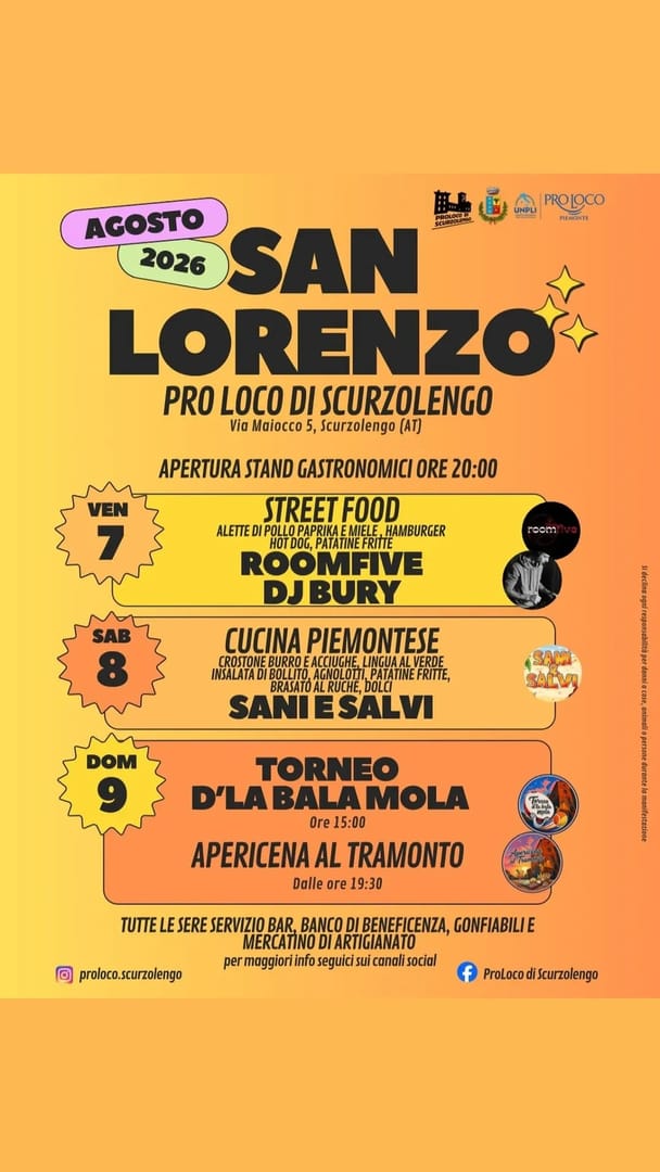 Locandina San Lorenzo 2026 - Pro Loco di Scurzolengo
