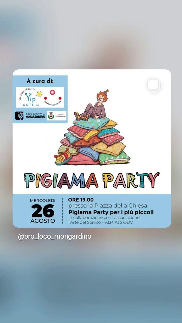 Locandina Pigiama Party - Pro Loco Mongardino