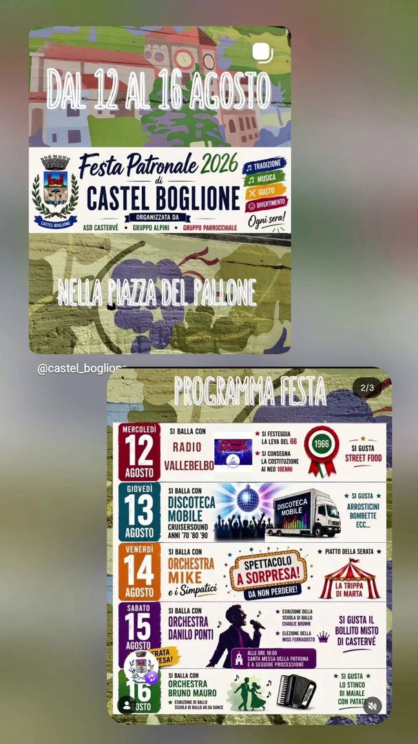 Locandina Festa Patronale 2026 di Castel Boglione
