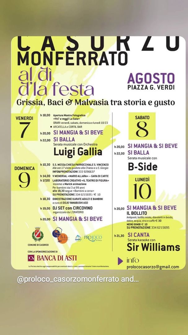 Locandina Casorzo Monferrato al dì d'la festa 2026