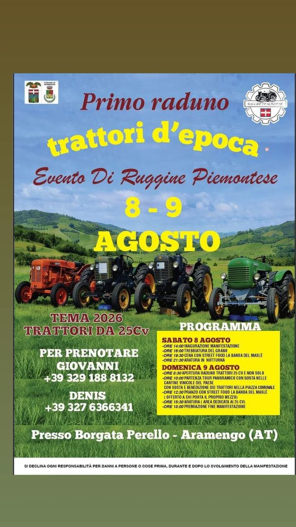 Locandina Primo Raduno Trattori d'Epoca - Ruggine Piemontese 2026