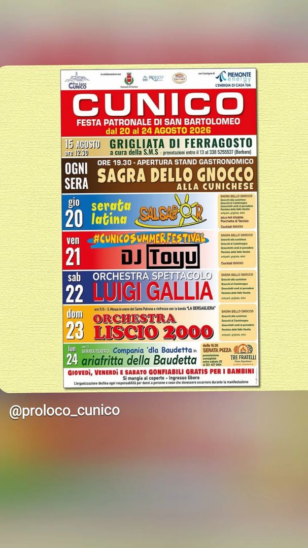 Locandina Orchestra Liscio 2000 - Pro Loco Cunico